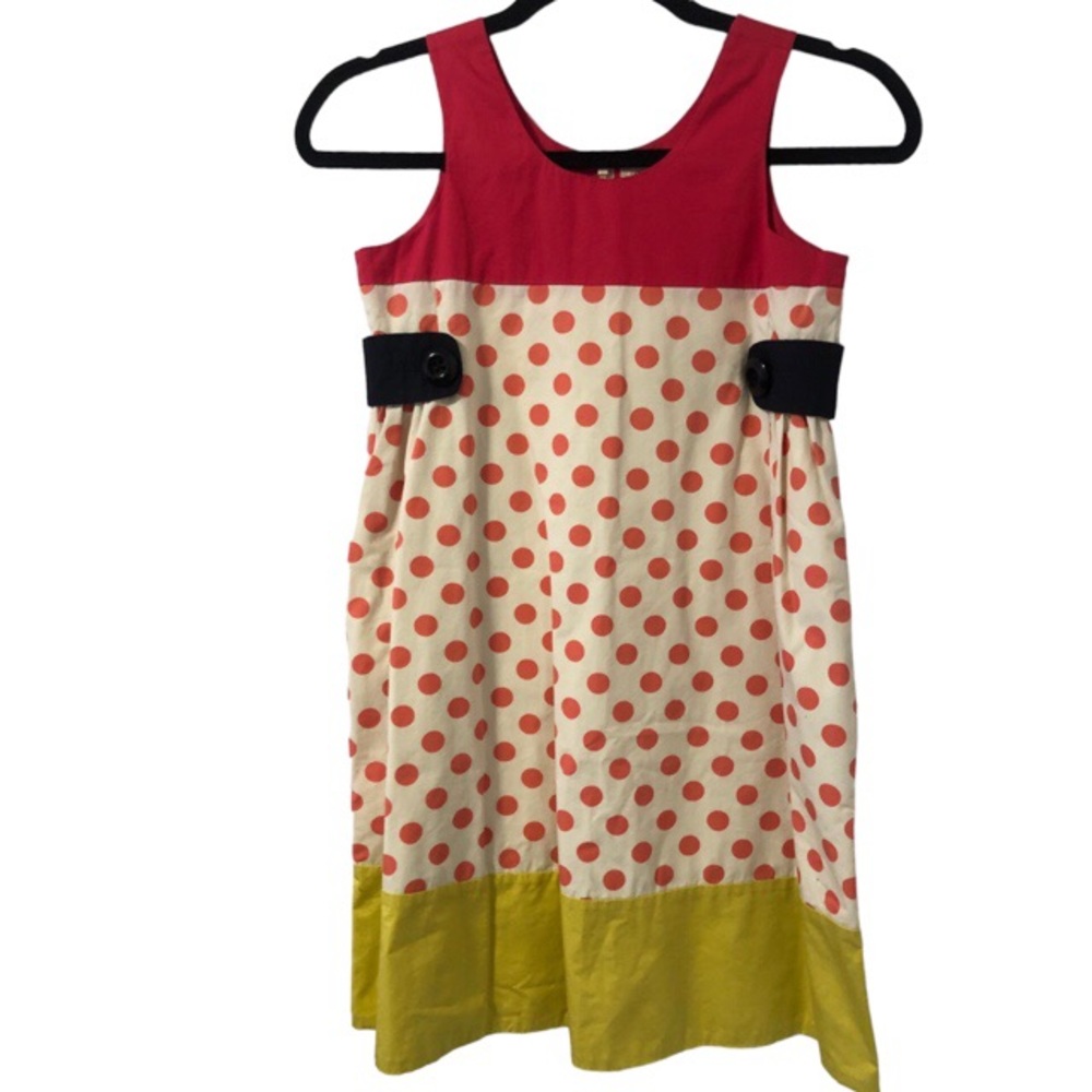 Crewcuts 100% Cotton Sleeveless Polka Dot Shift Dress with Pink and Green Colors